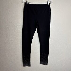 Athena Marie Women's Leggings Size L Black Rhinestone‎ Ankles Pull On